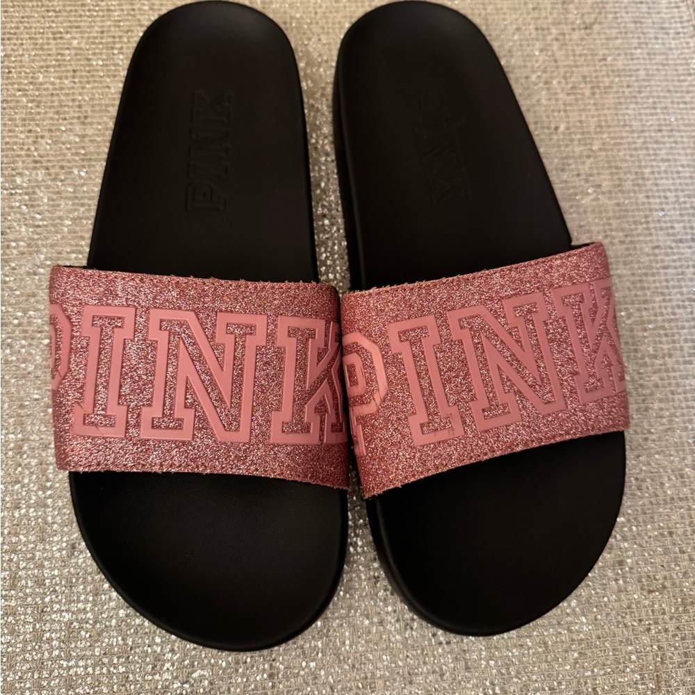 Victoria's Secret Pink and Black Sandals